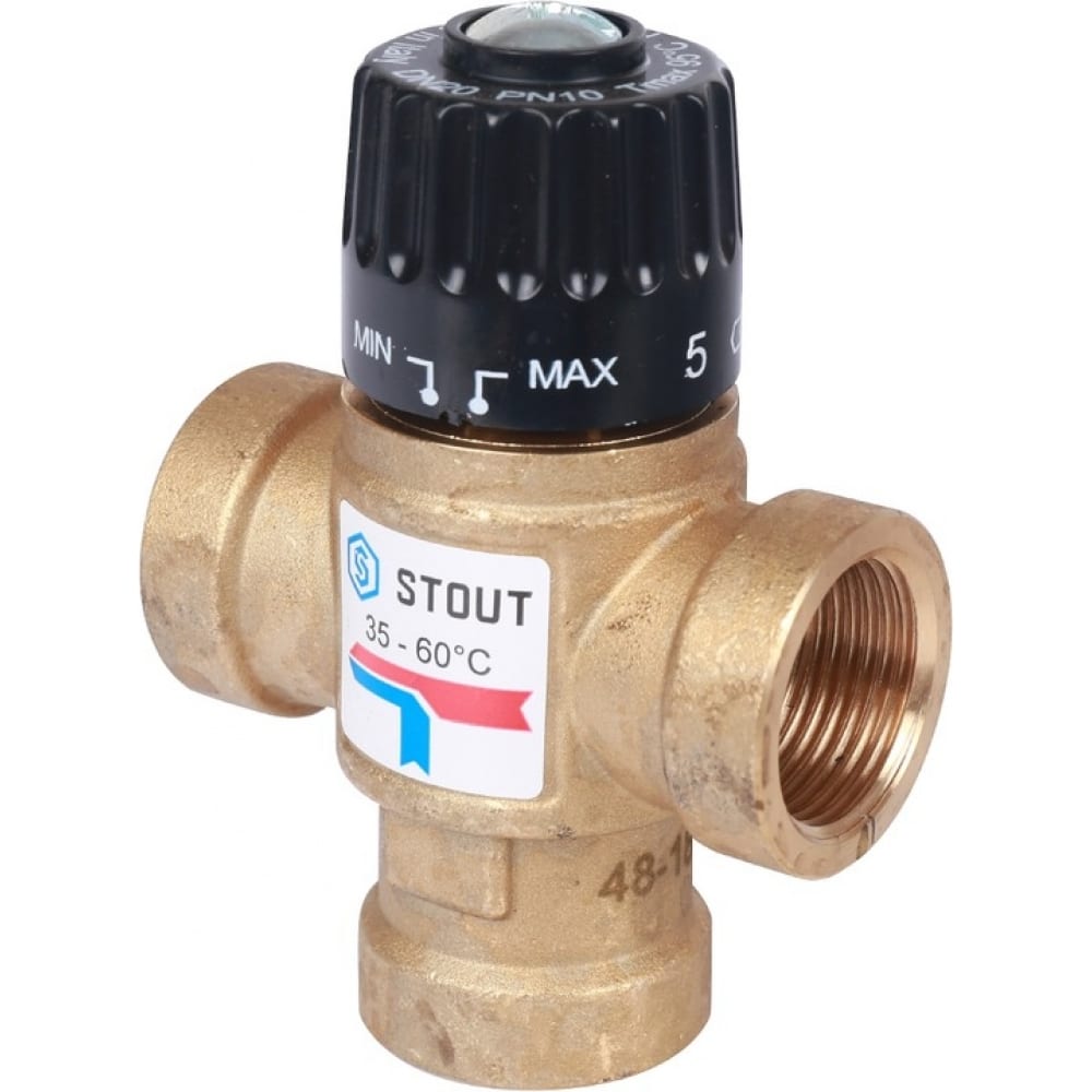 фото Термостатический смесительный клапан stout 3/4 вр, 35-60°с, kv 1.6 svm-0110-166020