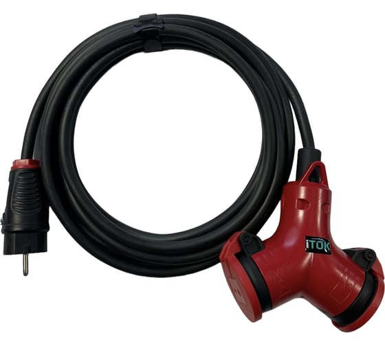 Изображение товара Силовой удлинитель iTOK с заземлением серии iconnect pro ПВС 3x1,5 мм, 2 гнезда, ip44, гост, 7 м i-CONNECT-PRO-SU-PVS-315-2-44-7