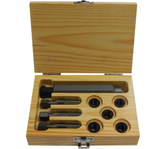 Изображение товара Набор метчиков и футорок для восстановления резьбы свечей накаливания Partner 9пр. (M10x1.25-5шт.) PA-1010-125(422)