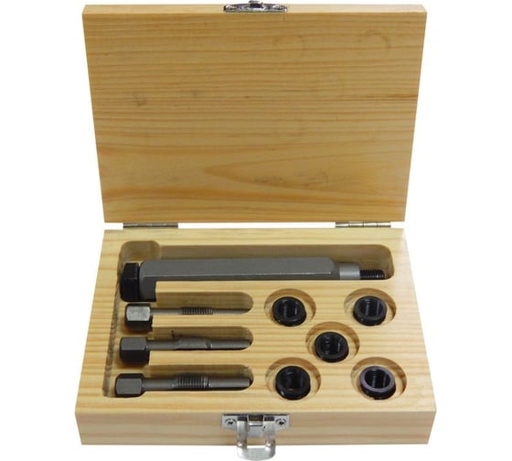 Изображение товара Набор метчиков и футорок для восстановления резьбы свечей накаливания Partner 9пр. (M9x1.0-5шт.) PA-1009-1(396)