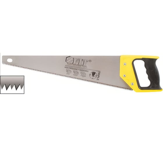 Изображение товара Ножовка по дереву FIT Профи средний каленый зуб 7 ТPI, 3D заточка, 3К пластиковая прорезиненная ручка, 400 мм 40451