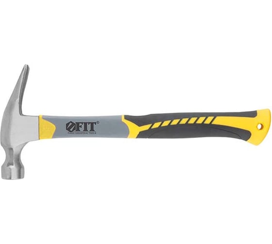 Изображение товара Молоток-гвоздодер FIT Профи фибергласовая усиленная 3-х цветная ручка, 29 мм, 450 гр. 44776