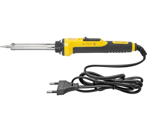 Изображение товара Паяльник FIT 220 В, 2 режима работы, подставка, выключатель, прорезиненная ручка, конусное жало, 30 Вт/60 Вт 60495