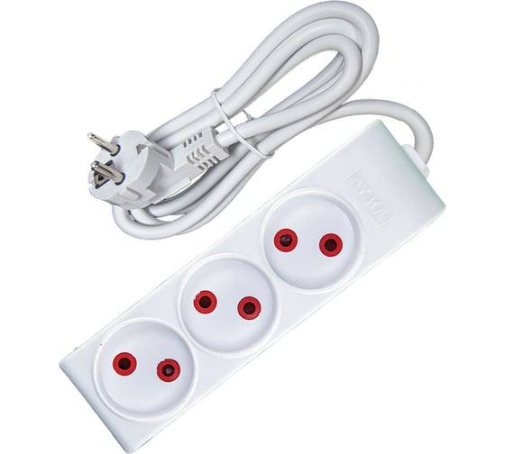 Изображение товара 3-местный удлинитель AY-KA без заземления, шторки, 3м, ПВС 2x0,75 мм 220310030