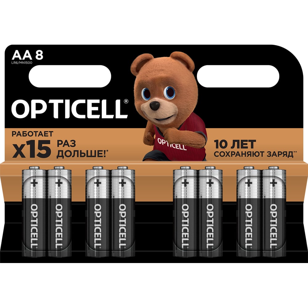 Изображение товара Батарейки Opticell AA 8шт щелочные пальчиковые LR6 1.5V
