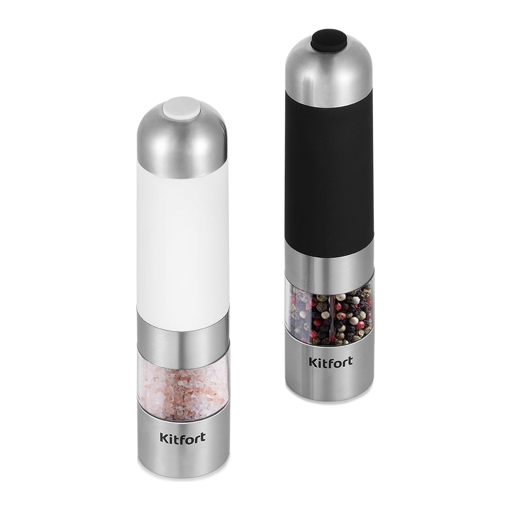 Изображение товара Набор автоматических мельниц для соли и перца Kitfort КТ-6007, механические, нержавейка, 2 шт.