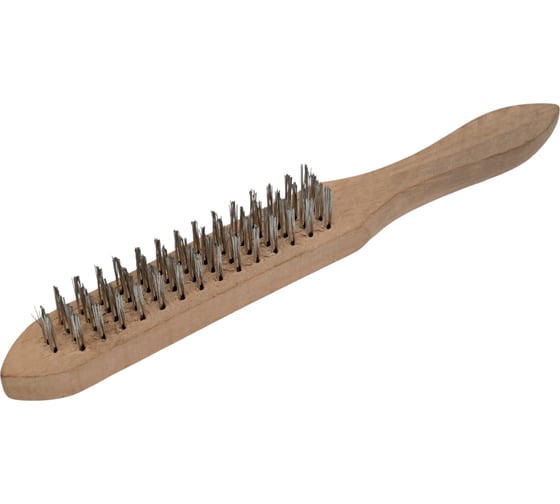 Изображение товара Щетка с металлическим ворсом VOREL 4 ряда деревянная ручка 06940