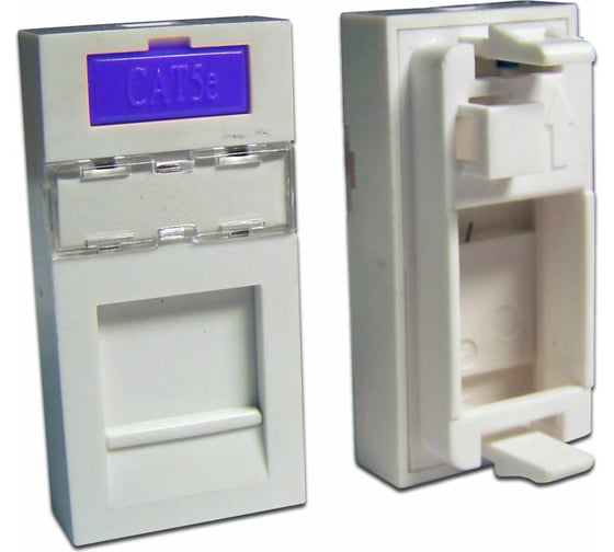 Изображение товара Вставка LANMASTER 22.5х45 на 1 кейстоун, со шторкой, маркировкой, иконкой, белая, LAN-SIP-22M-WH