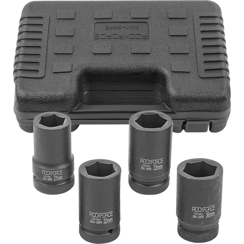 Изображение товара Набор головок ударных глубоких 6-гранных 4 предмета, 1"DR Rockforce RF-8041-5MPB