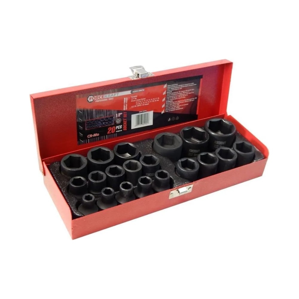 Изображение товара Набор головок ударных 6-гранных 20 предметов, 1/2"DR, в кейсе Rockforce RF-4203-5MPB Изображение товара Набор головок ударных 6-гранных 20 предметов, 1/2"DR, в кейсе Rockforce RF-4203-5MPB