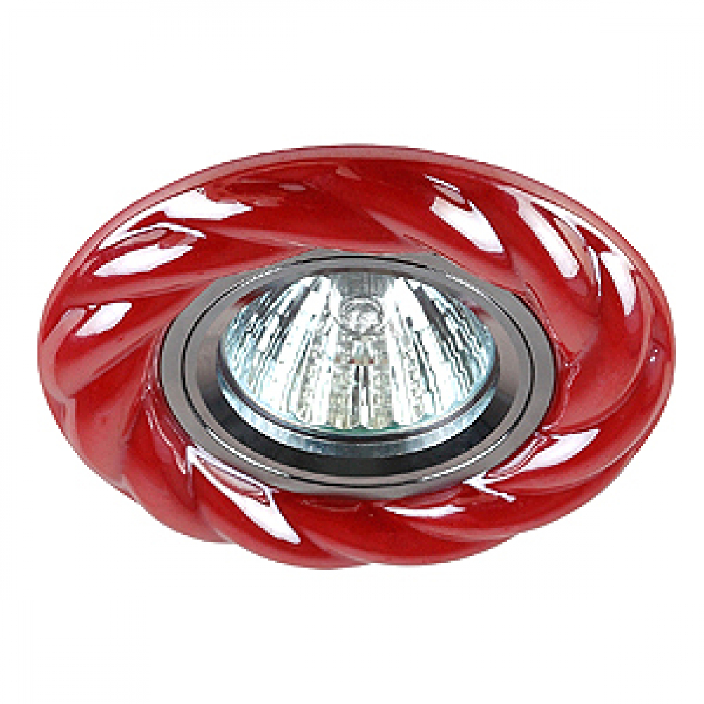 фото Декоротивный светильник эра dk4 ch/r керамика, косичка, mr16, 12/220 v, хром/красный б0007078