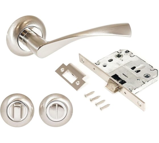 Изображение товара Ручка АЛЛЮР комплект ручка и защелка АРТ ОСКАР SN+L7050S SN+BK-R1 SN (1380/S7050) мат.никель 14673