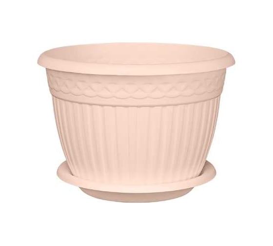 Изображение товара Пластиковое кашпо bmc Византия с прикрепленным поддоном, пудра, диаметр 20 см, высота 14.3 см, 3 л КШ-4470 070301