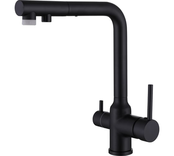 Изображение товара Смеситель для кухни ABBER Emotion с подключением фильтра и выдвижной лейкой, черный матовый AF8814B