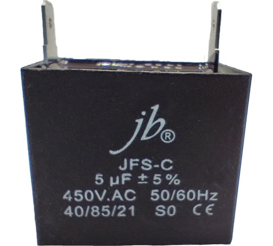 Изображение товара Пусковой конденсатор JB Capacitors 5мкФ, 450В, 38х24х33, JFS-C (CBB61) (клеммы) JFSCA6505J000000B-173