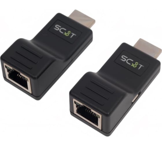Изображение товара Комплект передатчик+приёмник (HE01SET+HE01SER) для передачи HDMI SC&T HE01ERK по витой паре до 40 м с разрешением до 1080 p. sct1086