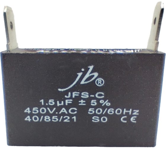Изображение товара Пусковой конденсатор JB Capacitors 1.5мкФ, 450В, 36х12х22, JFS-C (CBB61) (клеммы), JFSCA6155J000000B-166