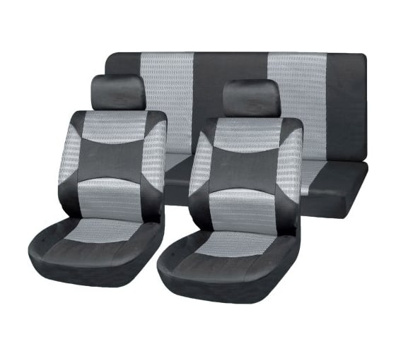 Изображение товара Чехлы на сиденья SKYWAY Forward-12 полиэстер/сетка, 11 предметов, черно/серый S01301023