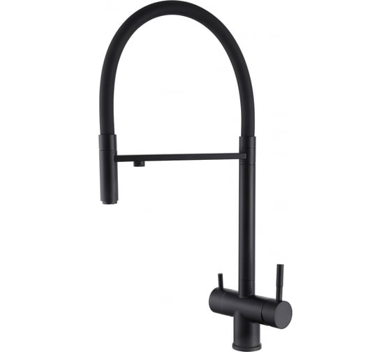 Изображение товара Смеситель для кухни ABBER Wasser Kreis с подключением фильтра и выдвижной лейкой, черный матовый AF81141B