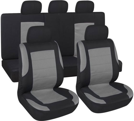 Изображение товара Чехлы на сиденья SKYWAY Forward-6 полиэстер/сетка, 9 предметов, черно/серый S01301147