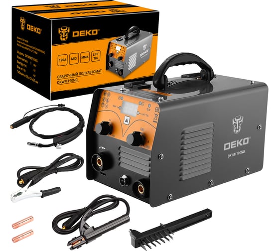 Изображение товара Сварочный полуавтомат DEKO DKWM190NG, MIG без газа/MMA/TIG LIFT, 190А 051-4694