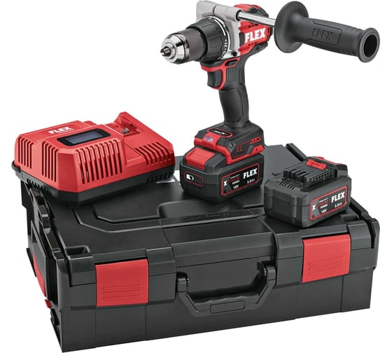 Изображение товара Аккумуляторная двухступенчатая дрель-шуруповерт FLEX DD 2G 18.0-EC HD/5.0 Set с турборежимом 531274
