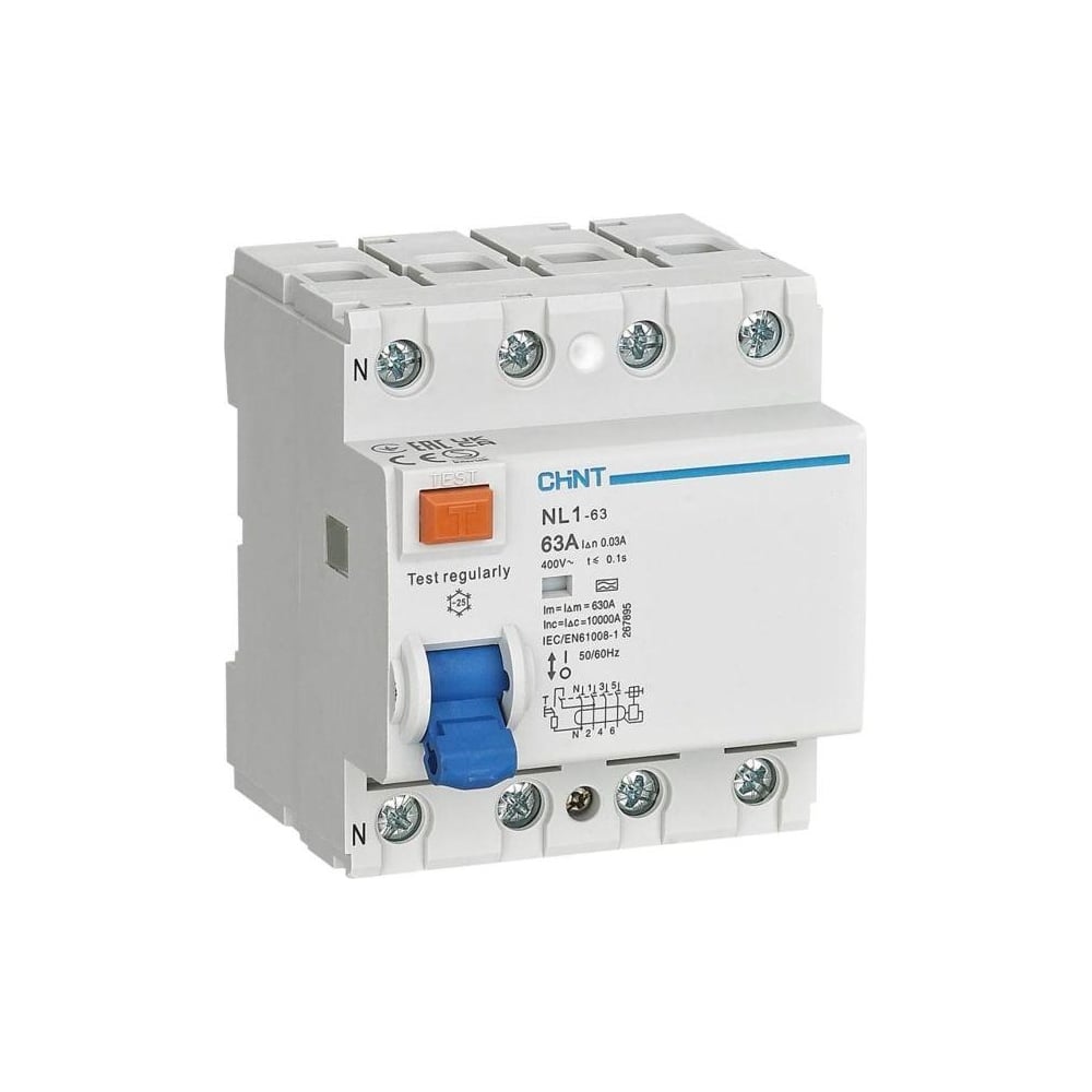 Изображение товара Выключатель дифференциального тока ЧИНТ NL1-63 (R) 25А 300мА IP20