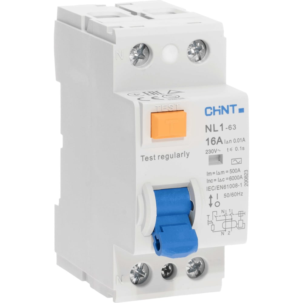 Изображение товара Выключатель дифференциального тока UZO CHINT NL1-63 2п 16А 10мА AC