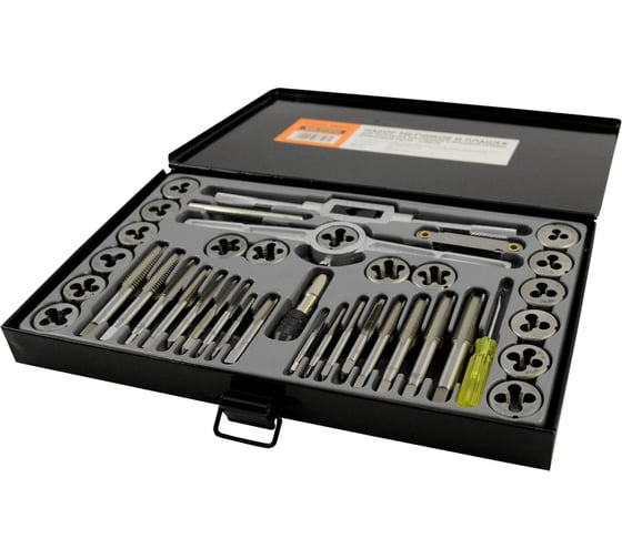 Изображение товара Набор метчиков и плашек 4NC40-1/2NF20 WIEDERKRAFT 40 предметов, дюймовая резьба WDK-DTI3040