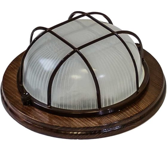 Изображение товара Светильник LightStandart Termo 60 01 16 малый для бани/сауны круглый с решеткой, IP54 60Вт 1хЕ27, цвет венге, рабочая температура до +130C (НБО 03-60-022 УХЛ4орех) IT8563