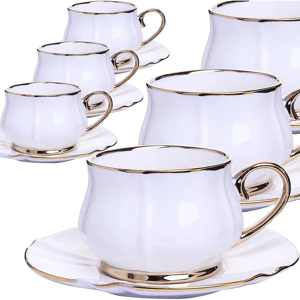 Изображение товара Чайный набор на 6 персон LORAINE фарфор белый 200 мл премиум