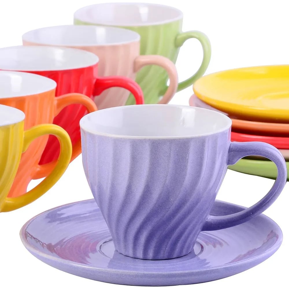 Изображение товара Чайный сервиз на 6 персон LORAINE из керамики, 240 мл, разн цветной дизайн