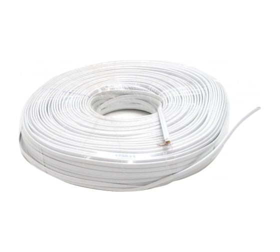 Изображение товара Телефонный кабель TWT 4 жилы, 26 AWG, многожильный, плоский, серый, 100м в катушке TEL4/100-GY