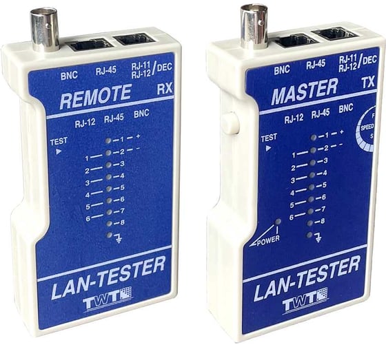 Изображение товара Тестер для витой пары TWT RJ-45 телефонного RJ-12 RJ-11 коаксиального кабеля BNC TST-200 TWT-TST-200