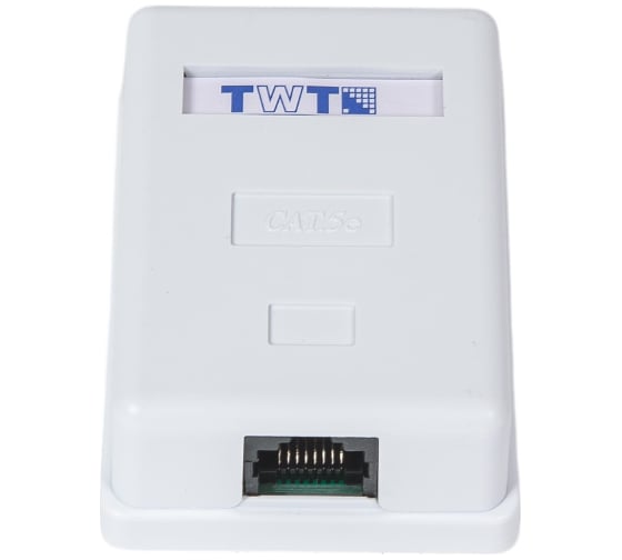 Изображение товара Настенная розетка TWT 1 порт RJ-45, категория 5е, белая, SM1-45-WH