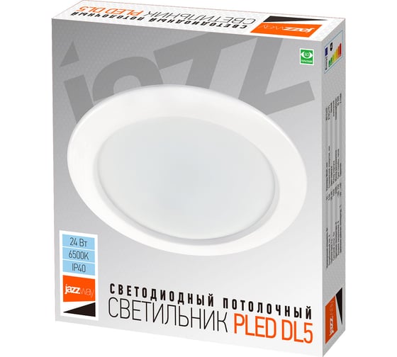 Изображение товара Встраиваемый светодиодный светильник Jazzway PLED DL5 24w 6500K WH IP40 (плоский рассеиватель) 5026520A