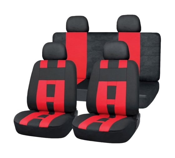 Изображение товара Чехлы на сиденья SKYWAY Forward-14 полиэстер, 11 предметов, черно/красный S01301025