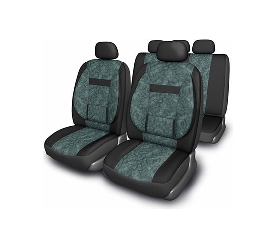 Изображение товара Чехлы на сиденья SKYWAY Protect Plus-1 жаккард, 11 предметов, черно/бирюзовый S01301036