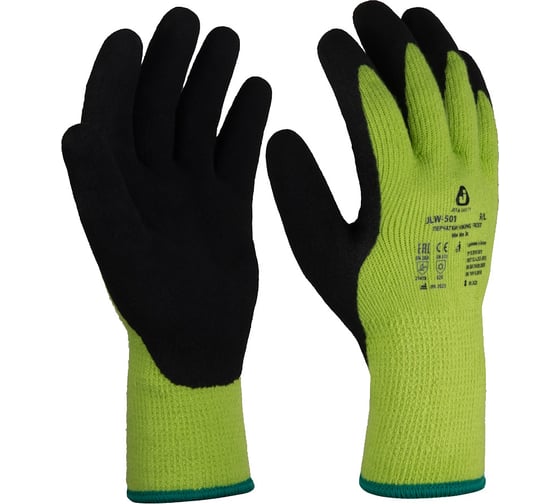 Изображение товара Утепленные акриловые перчатки с начесом Jeta Safety с песочным латексным покрытием, р.9/L JLW-501-L