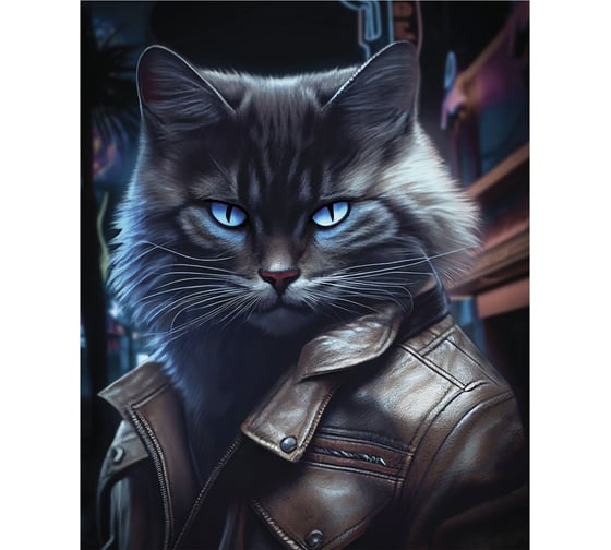 Изображение товара Картина Fbrush Брутальный кот 1 40х50 см kt45-14242