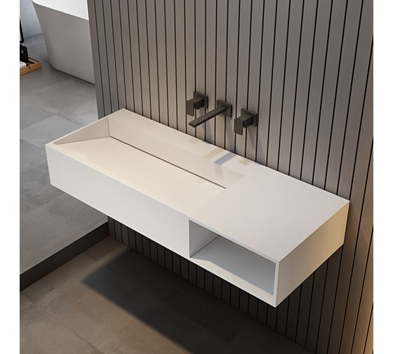 Изображение товара Подвесная тумба с раковиной ABBER Stein белая матовая AS2640-1.0 R