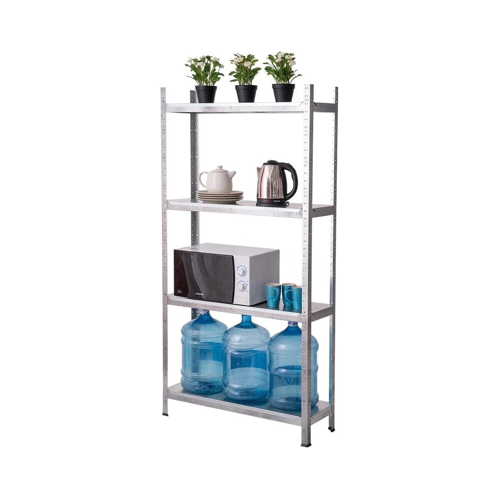 Изображение товара Металлический стеллаж ООО Комус flhit 4 полки оцинкованный 912x1824x300 мм