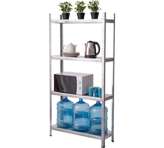 Изображение товара Металлический стеллаж ООО Комус flhit 4 полки 912x300x1824 оцинкованный 1381498