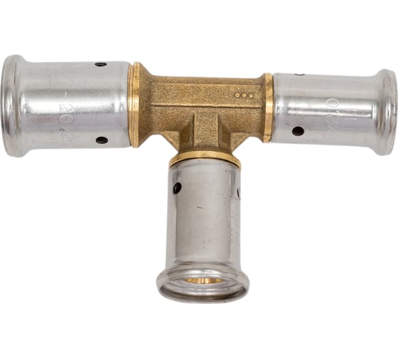 Изображение товара Переходный тройник HENCO уменьшенный с двух сторон, латунь, пресс, 20x16x16, 11P-201616