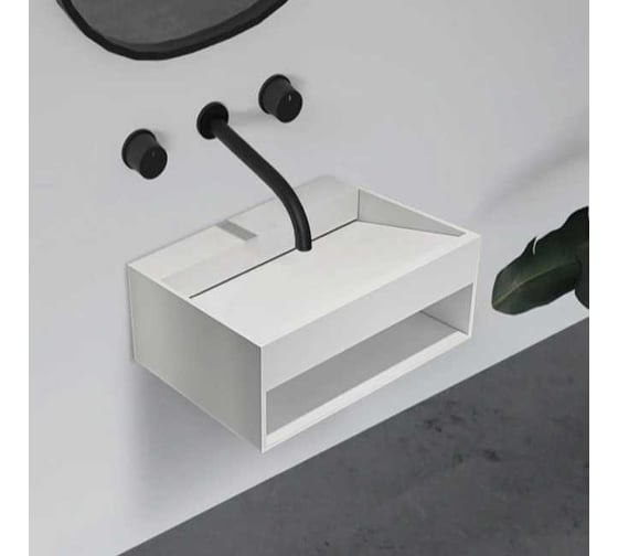 Изображение товара Подвесная тумба с раковиной ABBER Stein белая матовая AS2645-0.6