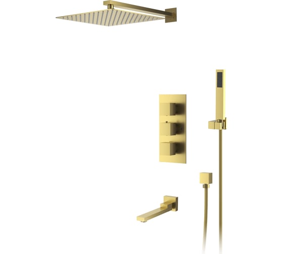 Изображение товара Встраиваемая термостатическая душевая система D&K Bayern.Liszt с изливом, матовое золото DA2515607A04
