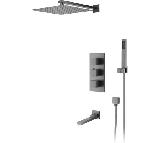 Изображение товара Встраиваемая термостатическая душевая система D&K Bayern.Liszt с изливом, серый графит DA2515606A04
