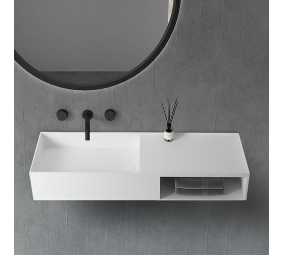 Изображение товара Подвесная тумба с раковиной ABBER Stein белая матовая AS2649-1.2