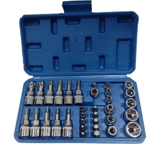 Изображение товара Набор головок KINGQUEEN Torx 3/8"DR 34 Предмета WIB-90013 WIB-90013-blue