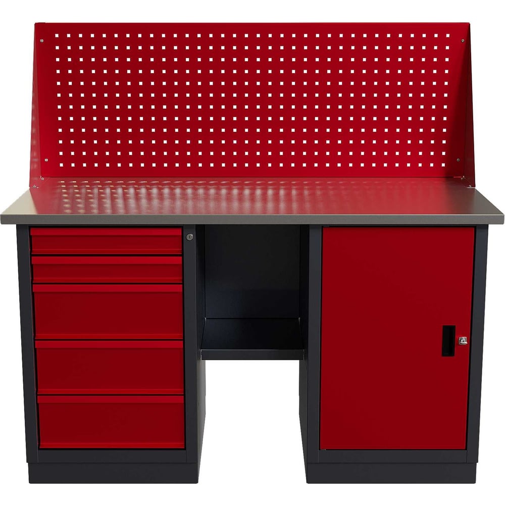 Изображение товара Слесарный двухтумбовый верстак IRONMEBEL worky wk-5/wk-0 1400 с экраном